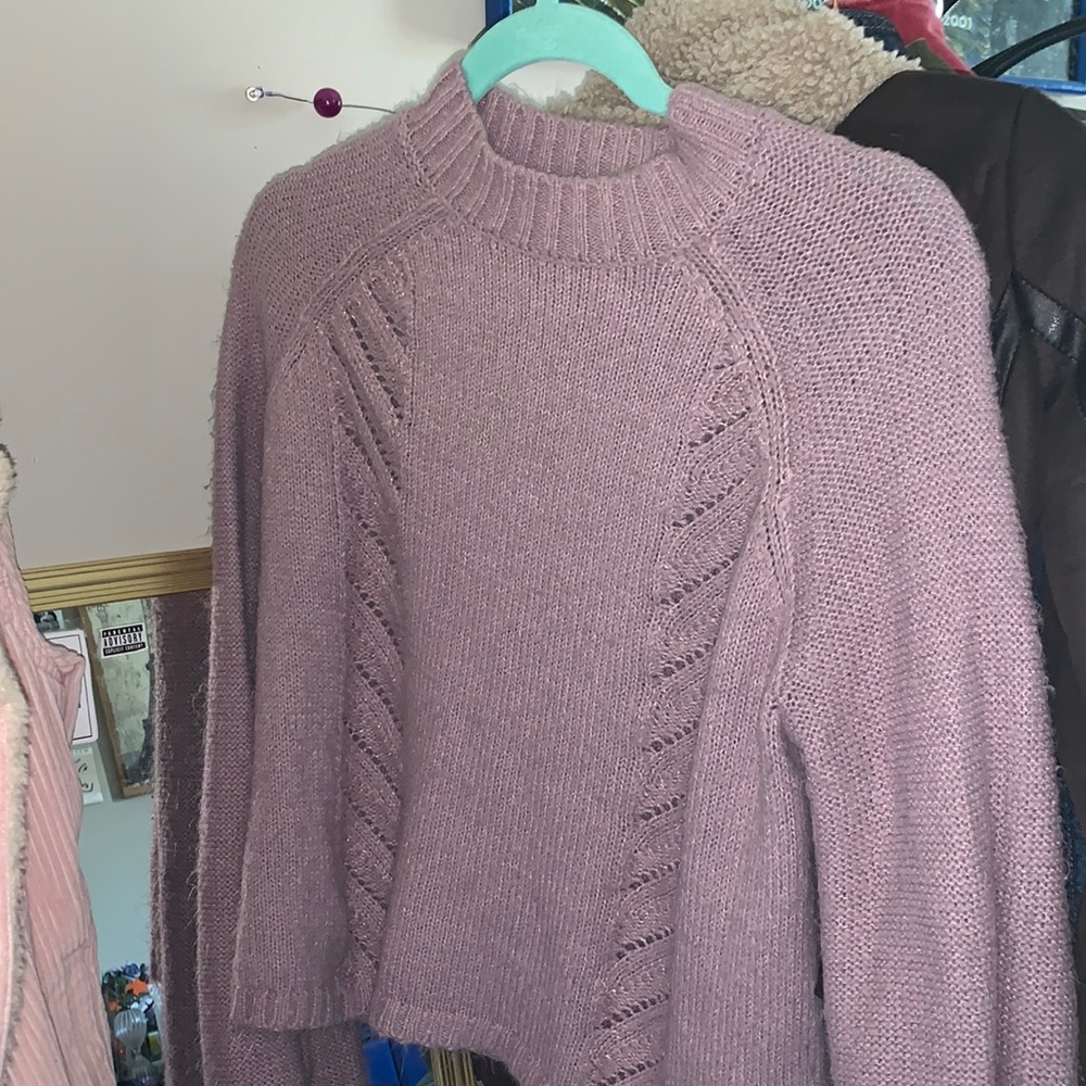 Purple Mock Neck Sweater